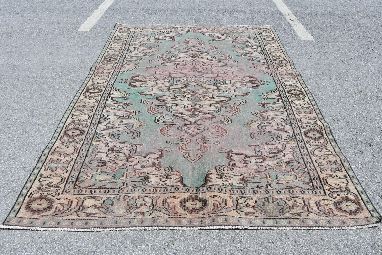 6,3×9,7 ft Turkish Rug, Blue Southwestern Vintage Wool Rug