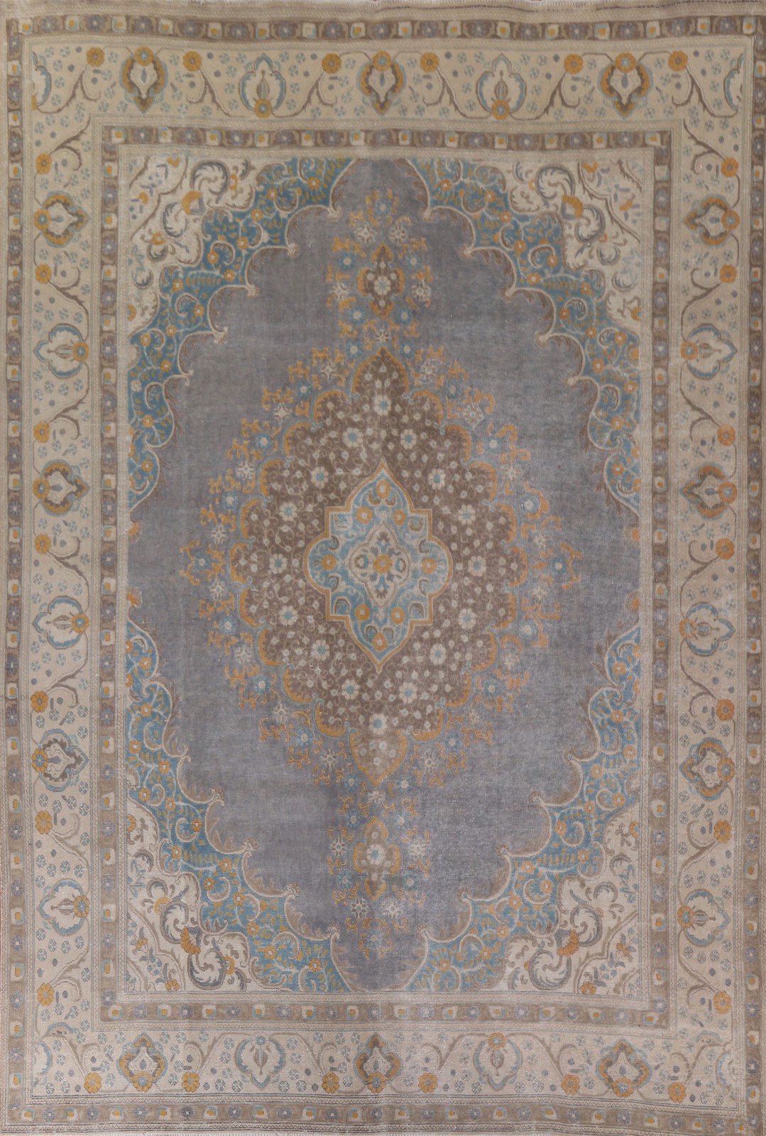 Gray Over-dyed Traditional Area Rug 10×13 Hand-knotted Wool for Living Room