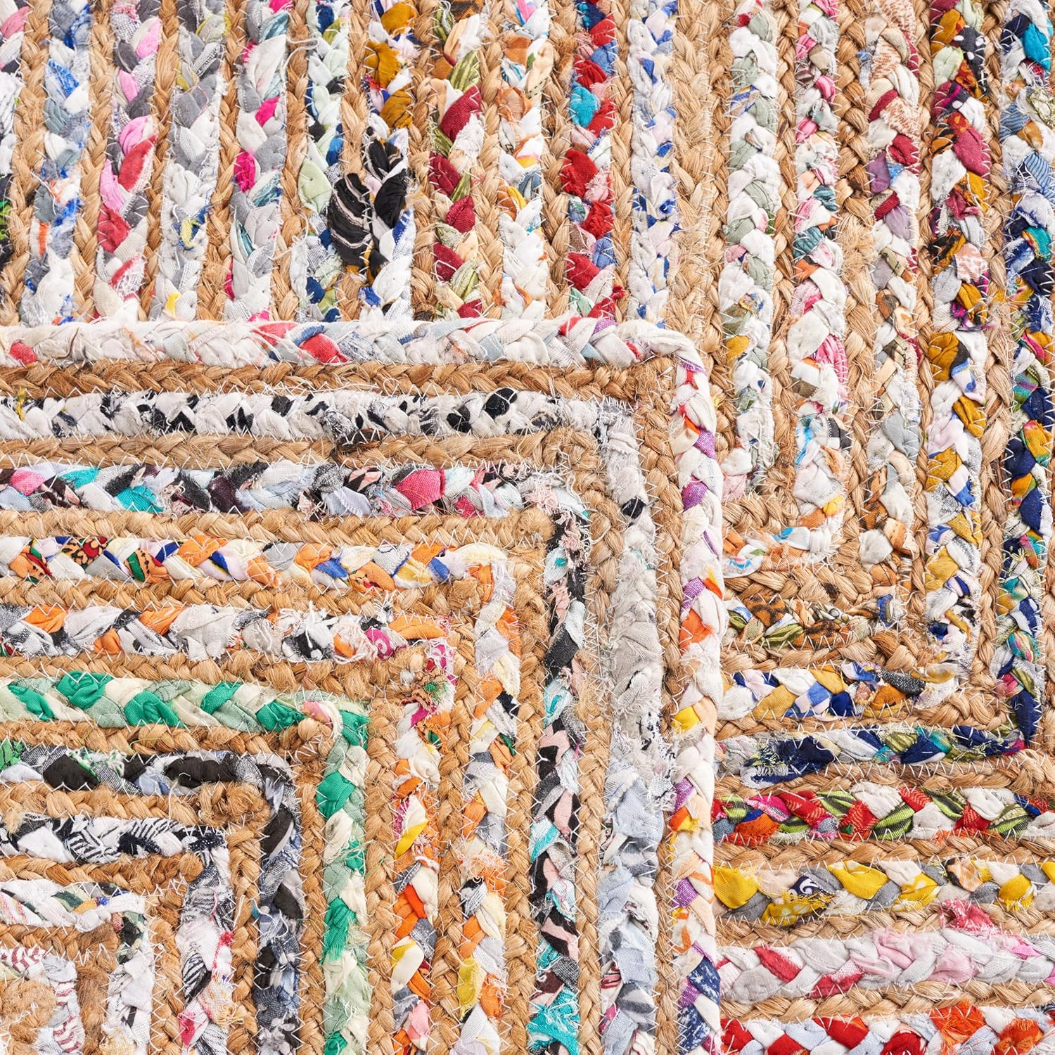 Handmade 8×10 Area Rug – Cape Cod Collection, Beige & Multi, Jute & Cotton