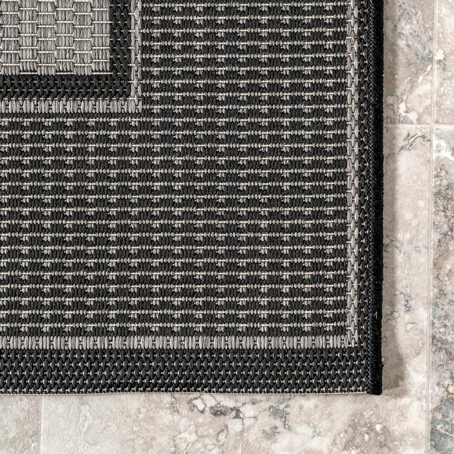 Gris Grey 4′ x 5′ Outdoor Rug – Weather Resistant, OEKO-TEX Certified, High Traf