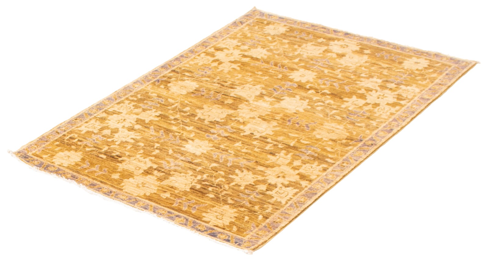 Traditional Dark Gold Hand-knotted Area Rug 4’3″ x 6’0″ Oriental Wool Carpet