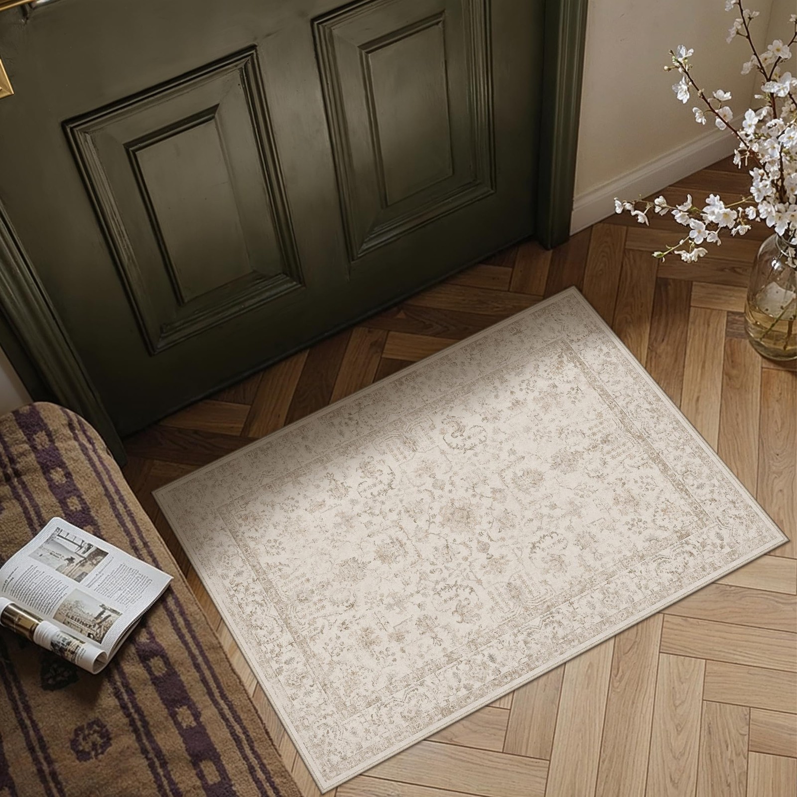 2×3 Beige Neutral Entryway Area Rug