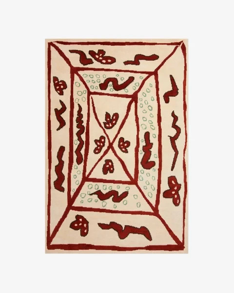 Nordic Knots Walled Garden Beige Rug Campbell-Rey Wool Rug Hand-Tufted Plush