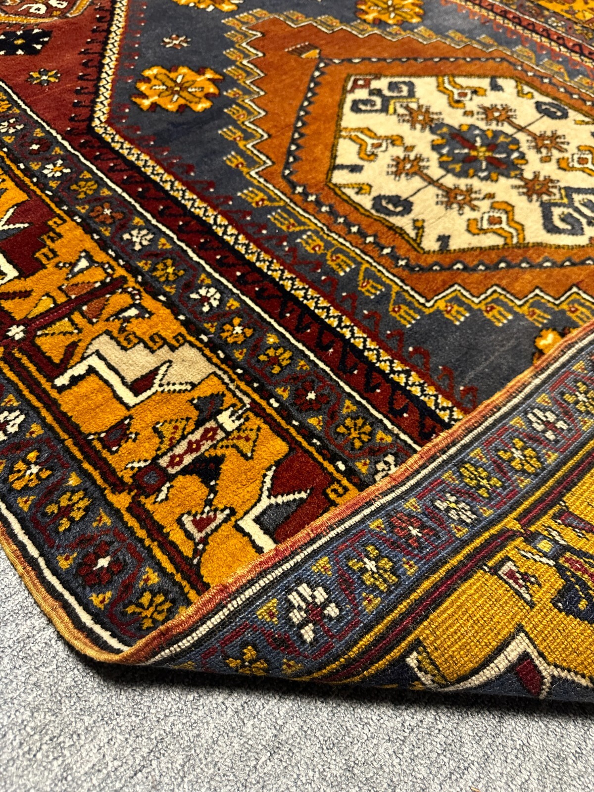 Yahyalı Carpet, Oriental Rug, 49×88.6 inches Orange Color Carpet, Wool Carpet