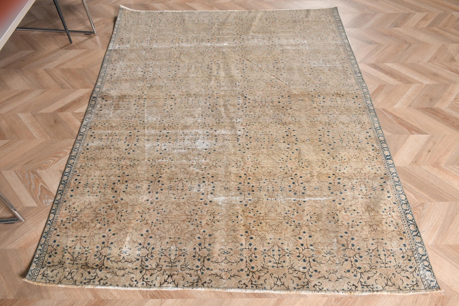 4,9×6,4 ft Rug, Area Turkish Rug, Brown Floral Rug