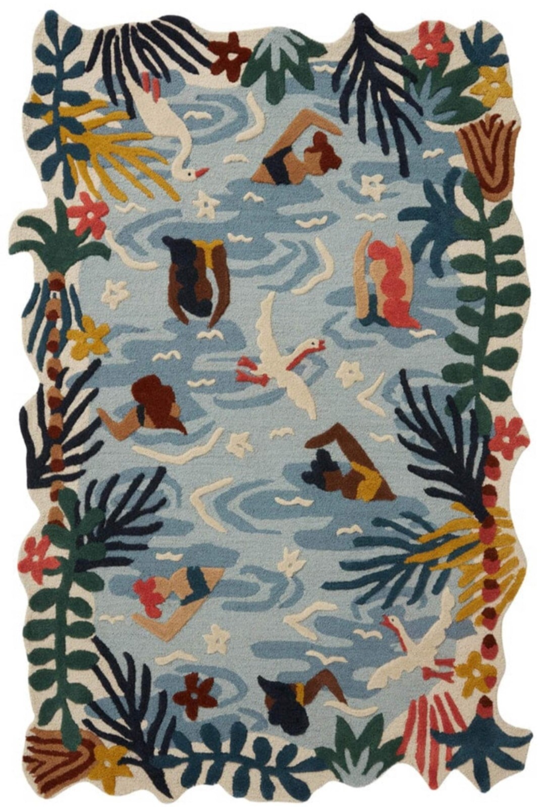 Blue Hand Tufted Hand Made Modern Designer Carpet For Living Room Customized Rug