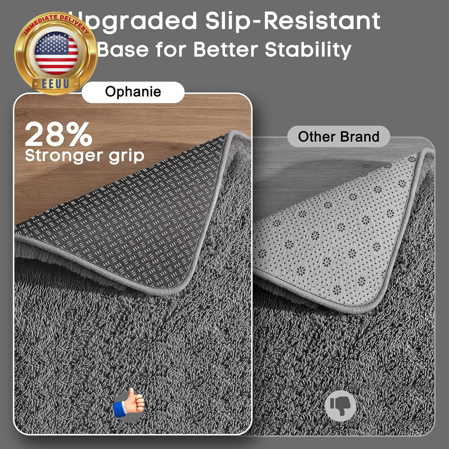 Small Rug Upgrade Non Slip Throw Bedside Area Rugs, Fluffy Soft Grey Mini Bedroo