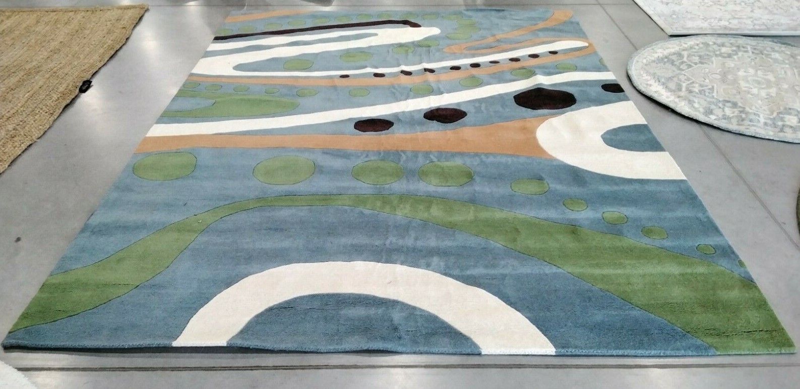 TEAL / MULTI 9′ X 12′ Back Stain Rug, Reduced Price 1172706958 SOH856A-9