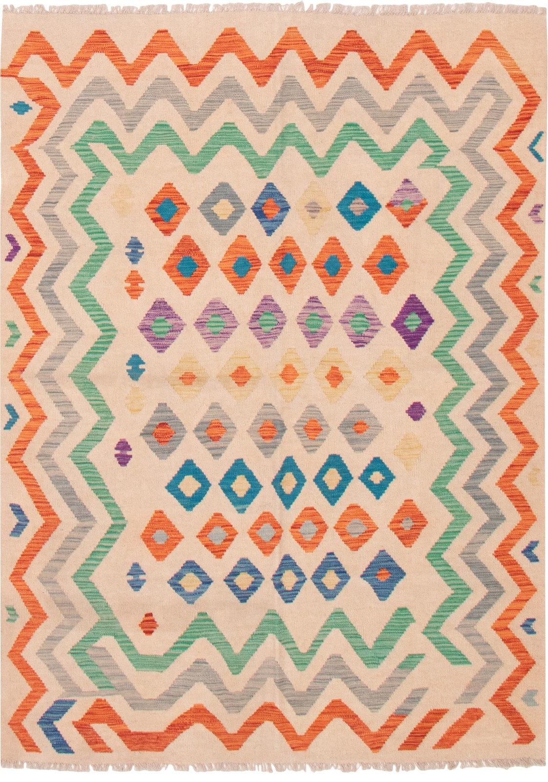 Vintage Hand Woven Area Rug 5’9″ x 7’9″ Traditional Wool Oriental Carpet