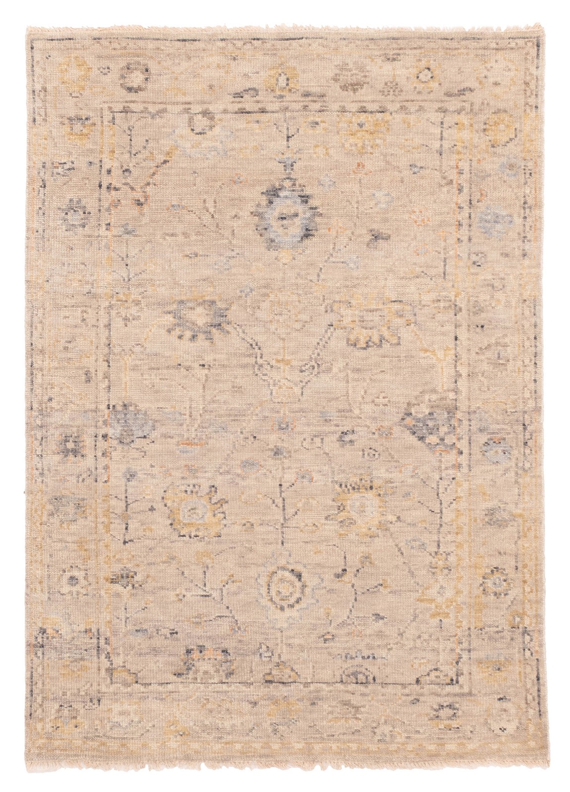 Traditional Light Grey Hand-knotted Area Rug 4’0″ x 5’8″ Oriental Wool Carpet