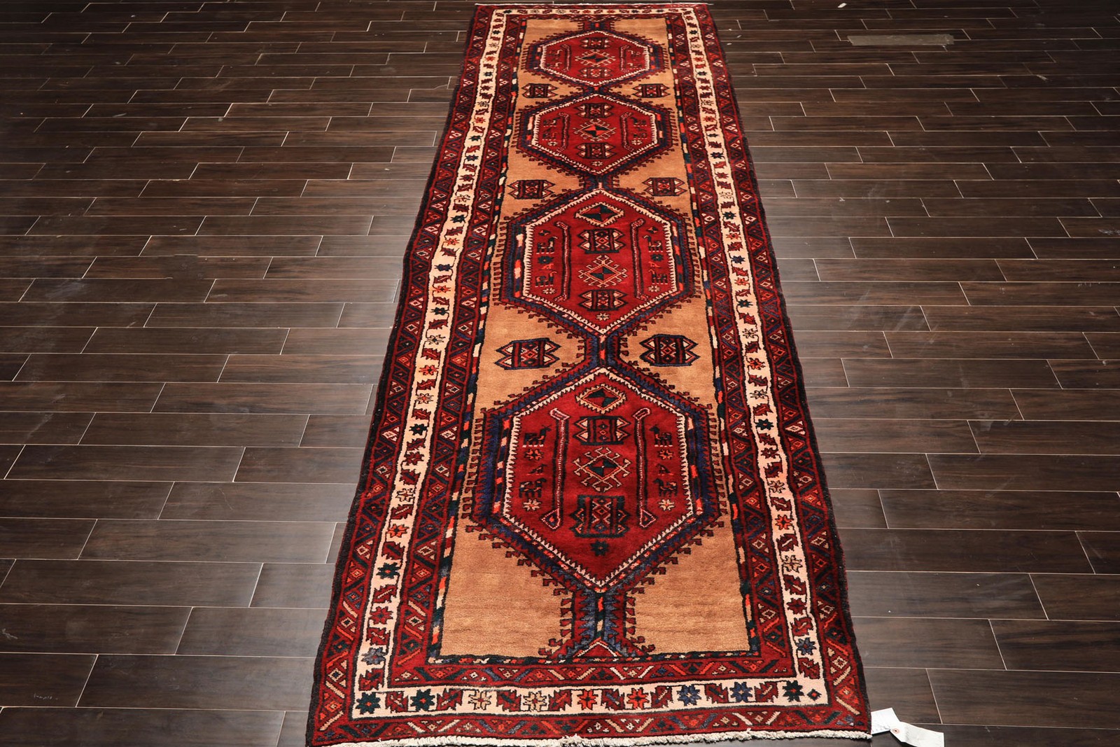 4’1”x14’11” Runner Hand Knotted Wool Burgundy Bidjaar Plush Pile Vintage Rug