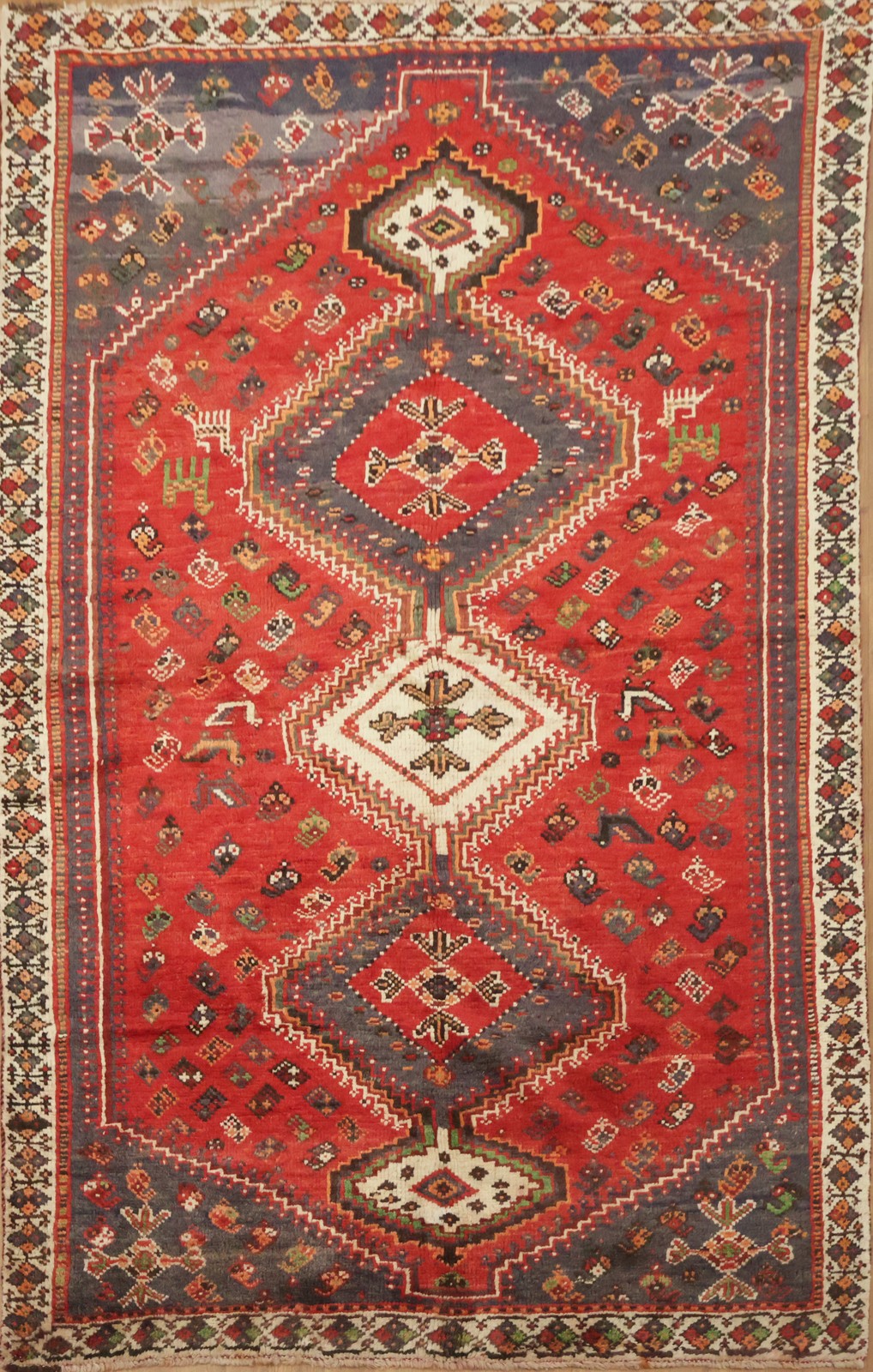 Traditional Red Area Rug 5×8 Handmade Wool Geometric Vintage for Any Room