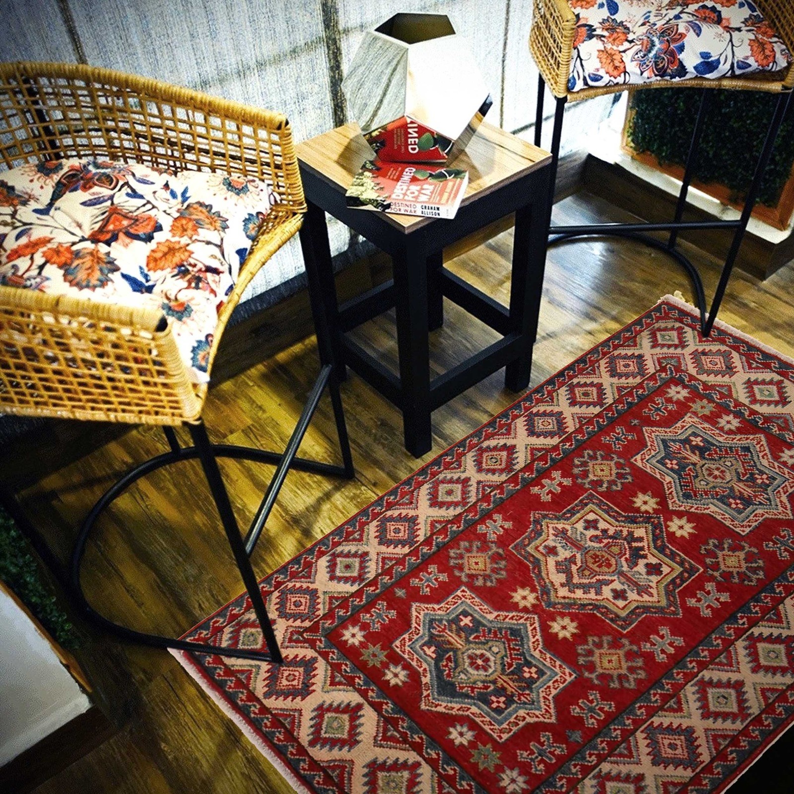 Medallion Traditional Afghan Area Rug 3’1×4’7ft Kazak Handmade Carpet Rug B34687