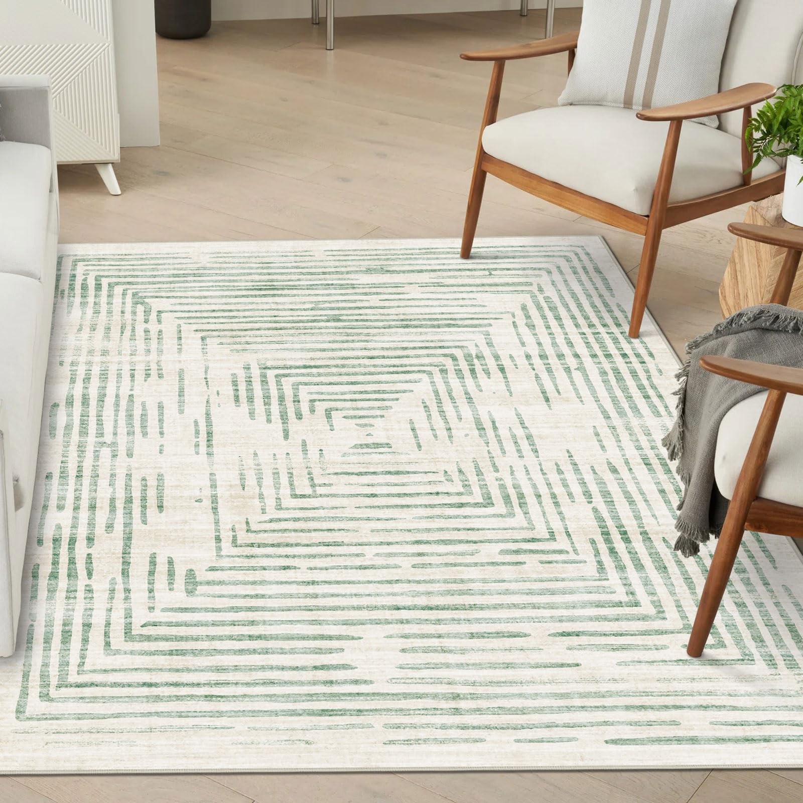 BLISSA 4×6 Washable Area Rug – Soft Modern Throw Rugs for Living Room Non-Slip U