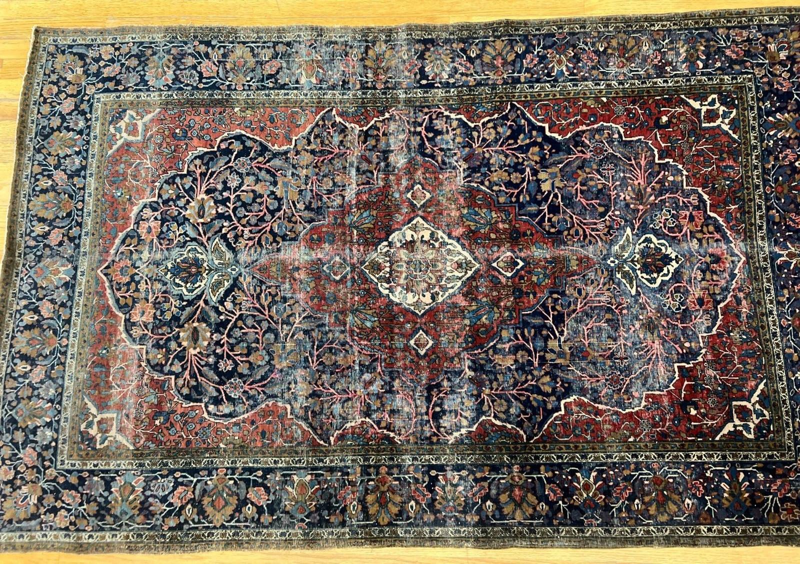 4’2″ x 6’8″ ANTIQUE KASHANN HAND KNOTTED WOOL ORIENTAL RUG