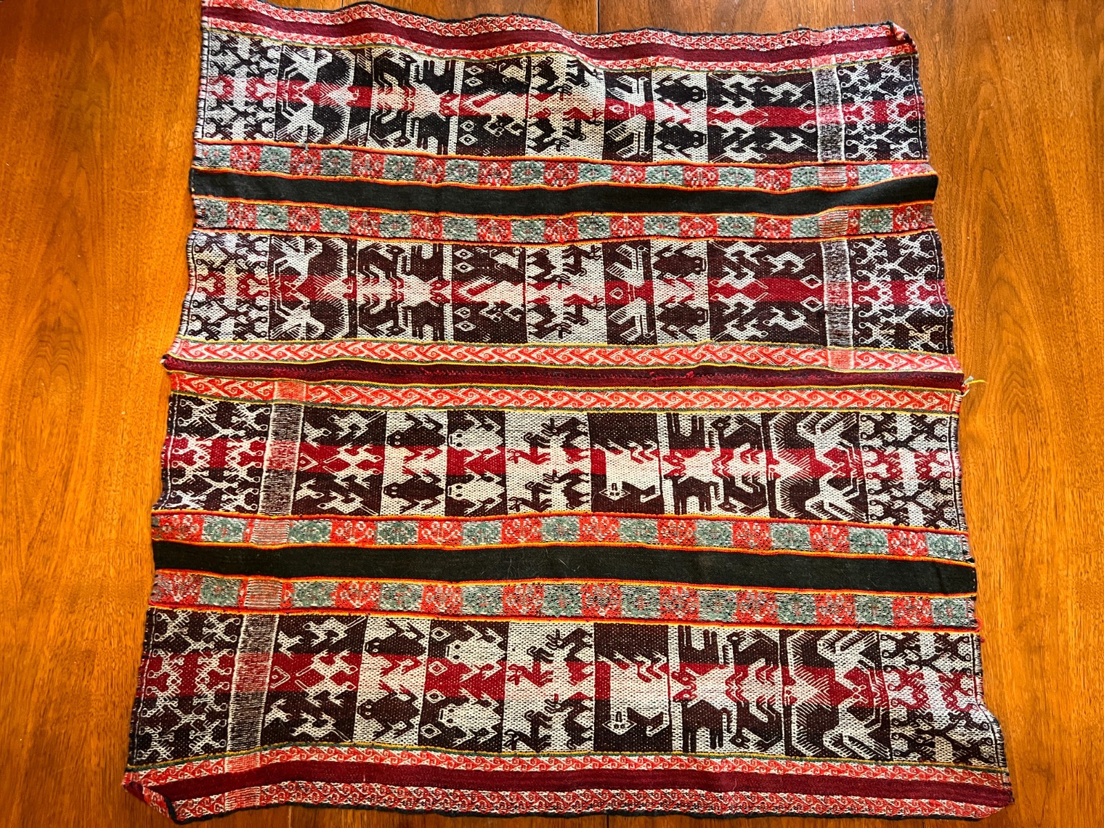 Peruvian Hand Woven Mountain Textile Panel Awayu Mastana Stories of Animals