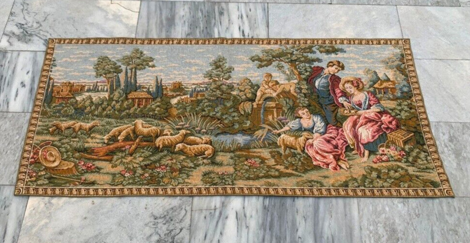 Vintage Tapestry, French Romantic Tapestry Pictorial Tapestry Home Décor 2×5 ft