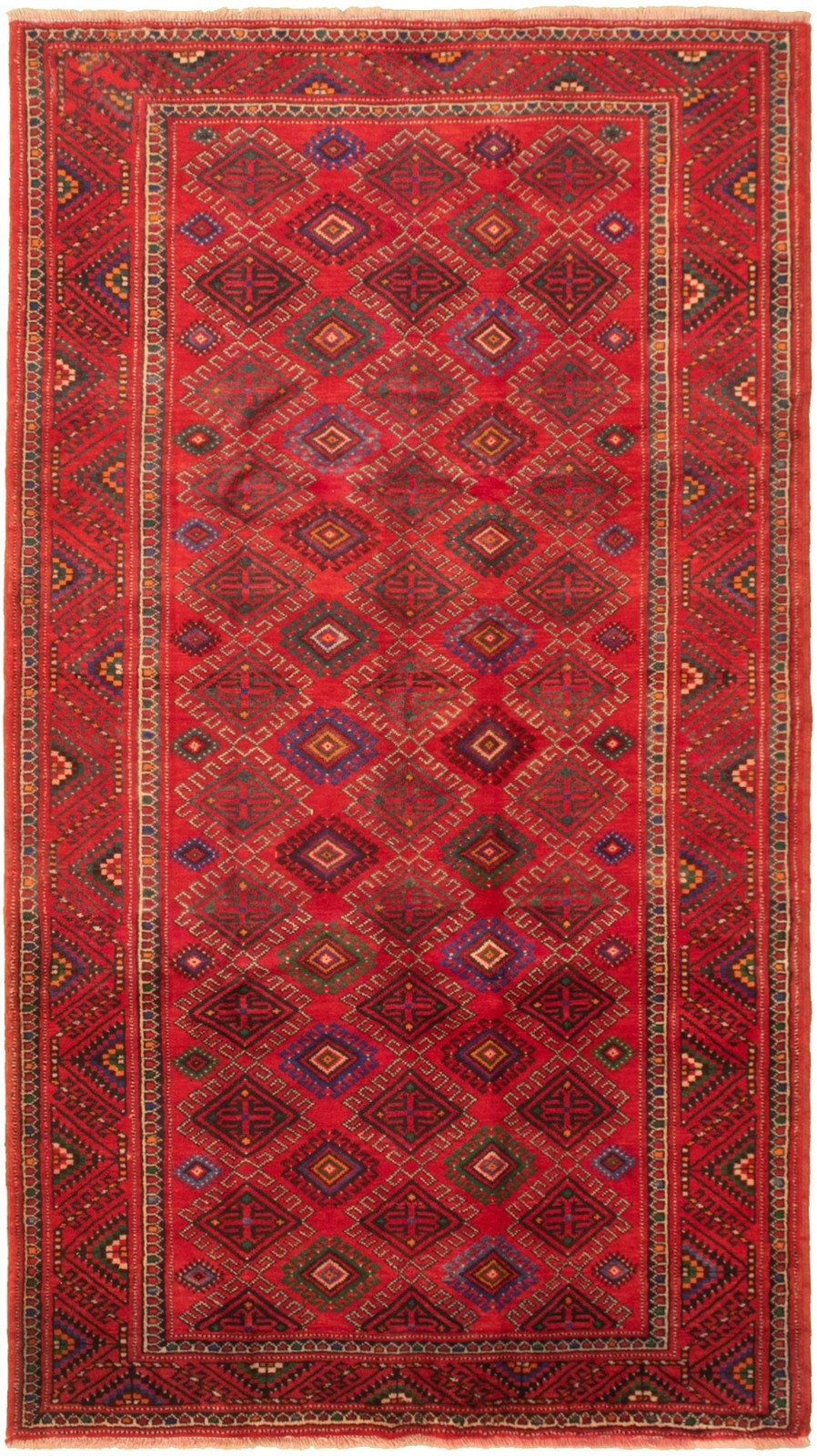 Vintage Geometric Area Rug 5’2″ x 9’9″ Traditional Hand-Knotted Wool Carpet