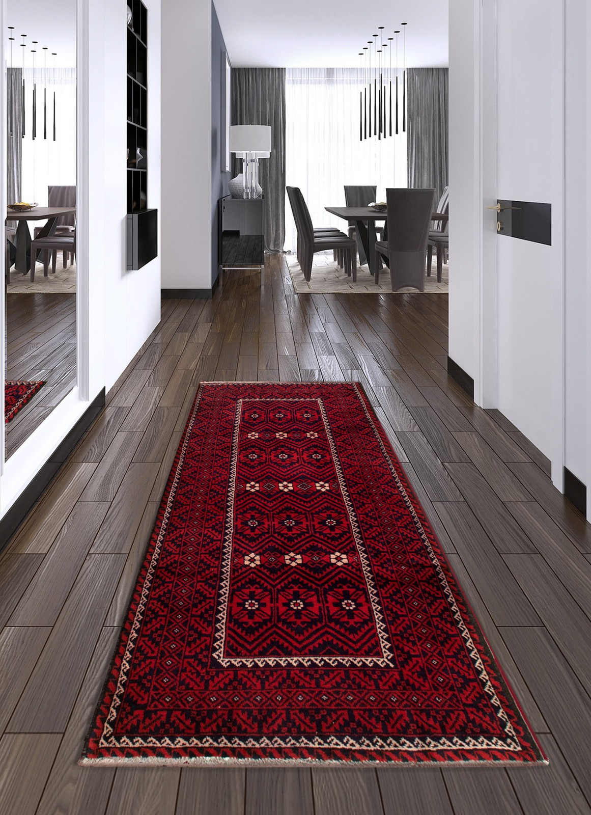 Vintage Hand-Knotted Area Rug 3’8″ x 7’4″ Traditional Oriental Wool Carpet