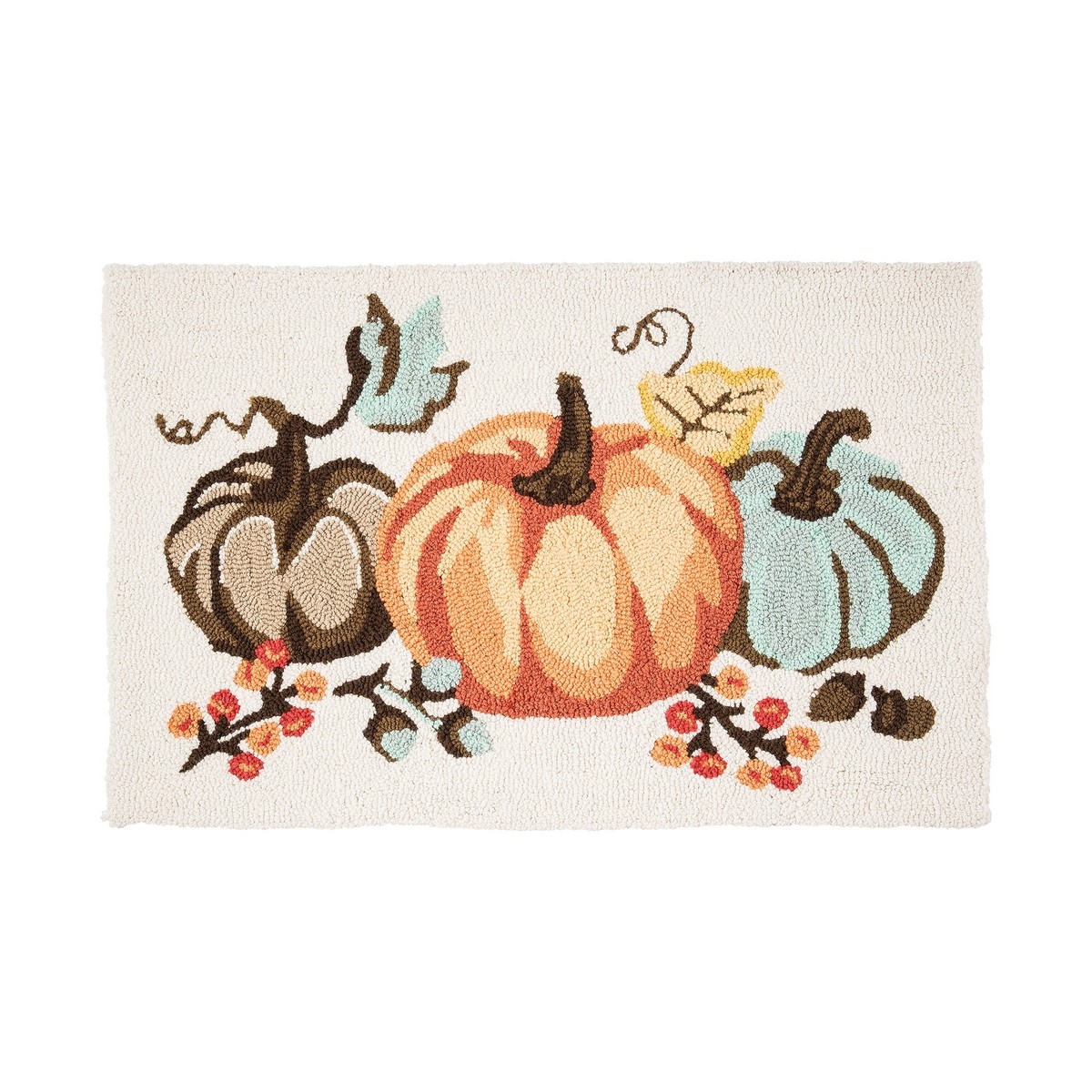Classic Traditional Trio of Pumpkins on the Vine Acrylic Indoor Accent Rug, 2 x
