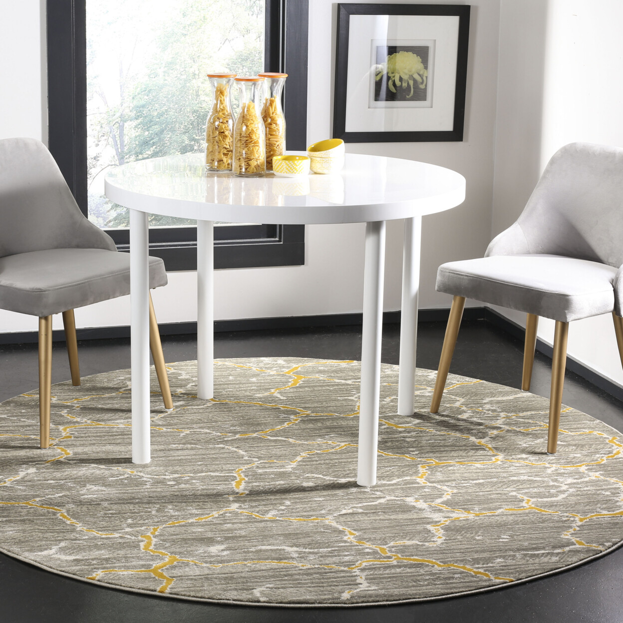SAFAVIEH Porcello PRL7738C Dark Grey / Yellow Rug