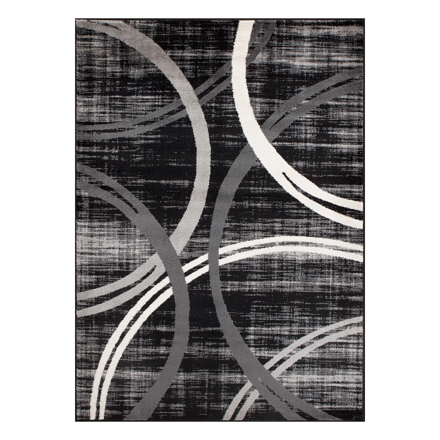 Rugshop Modern Wavy Circles Design Area Rug 7’10 X 10’2 Black Kitchen
