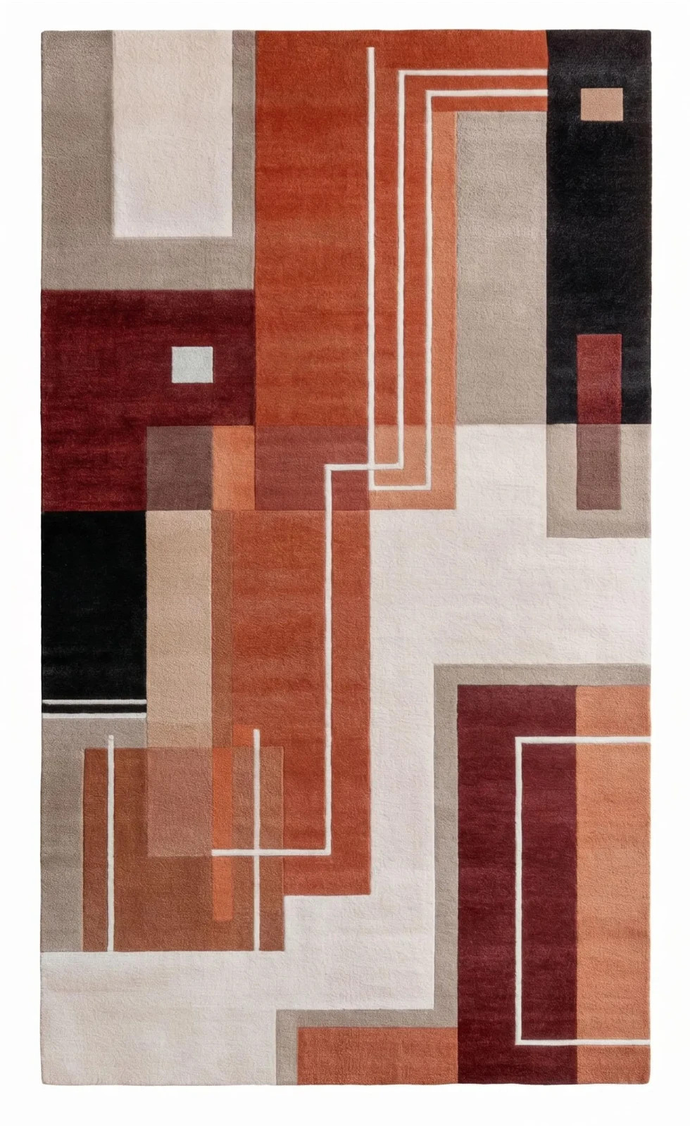 Modern Geometric Hand Tufted Wool Cotton Terracotta Abstract Collection Carpet