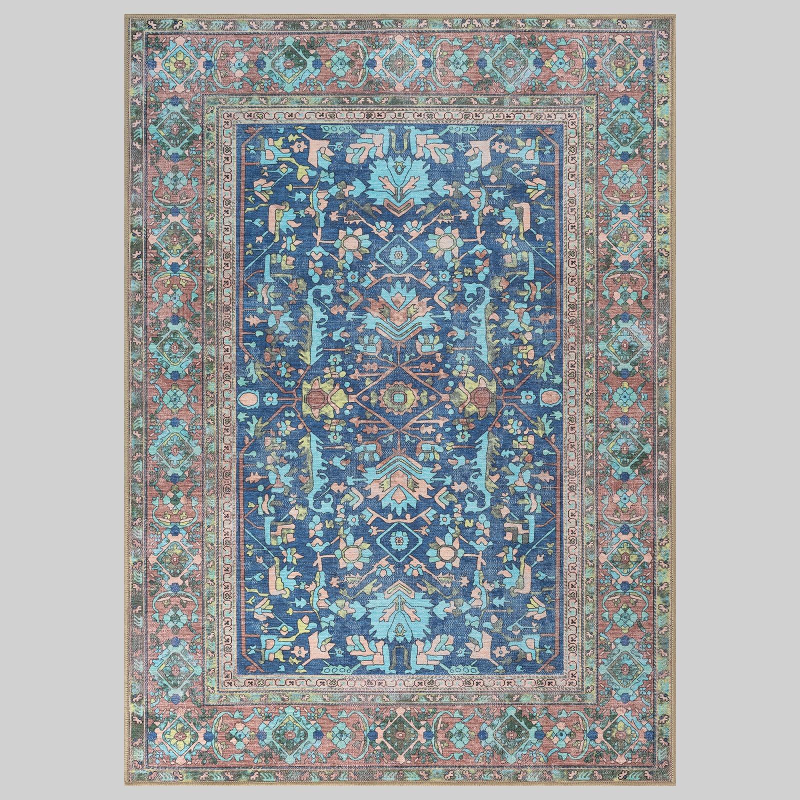 Navy Blue Oushak Rug Vintage Turkish Rug Handwoven Area Rug Traditional Oriental