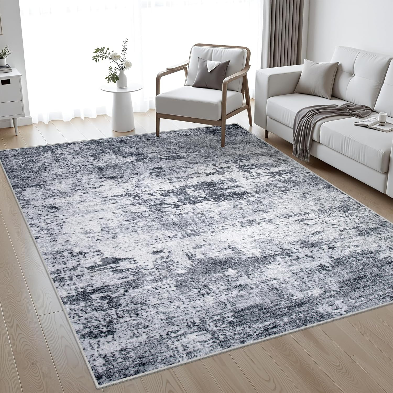 5X7 Area Rug Living Room Rug: Washable Modern Abstract Soft Thin Rug Indoor Floo