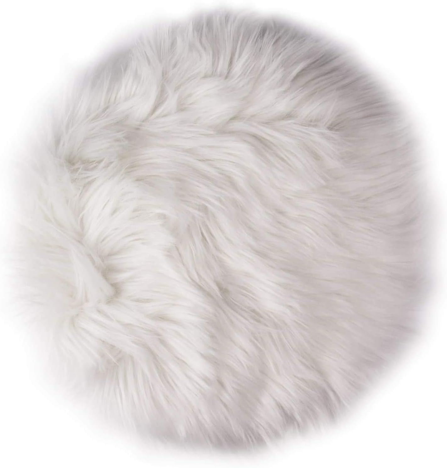 12 Inches Mini Round Faux Fur Sheepskin Rugs, Fluffy Living Room Carpet Mini Sma