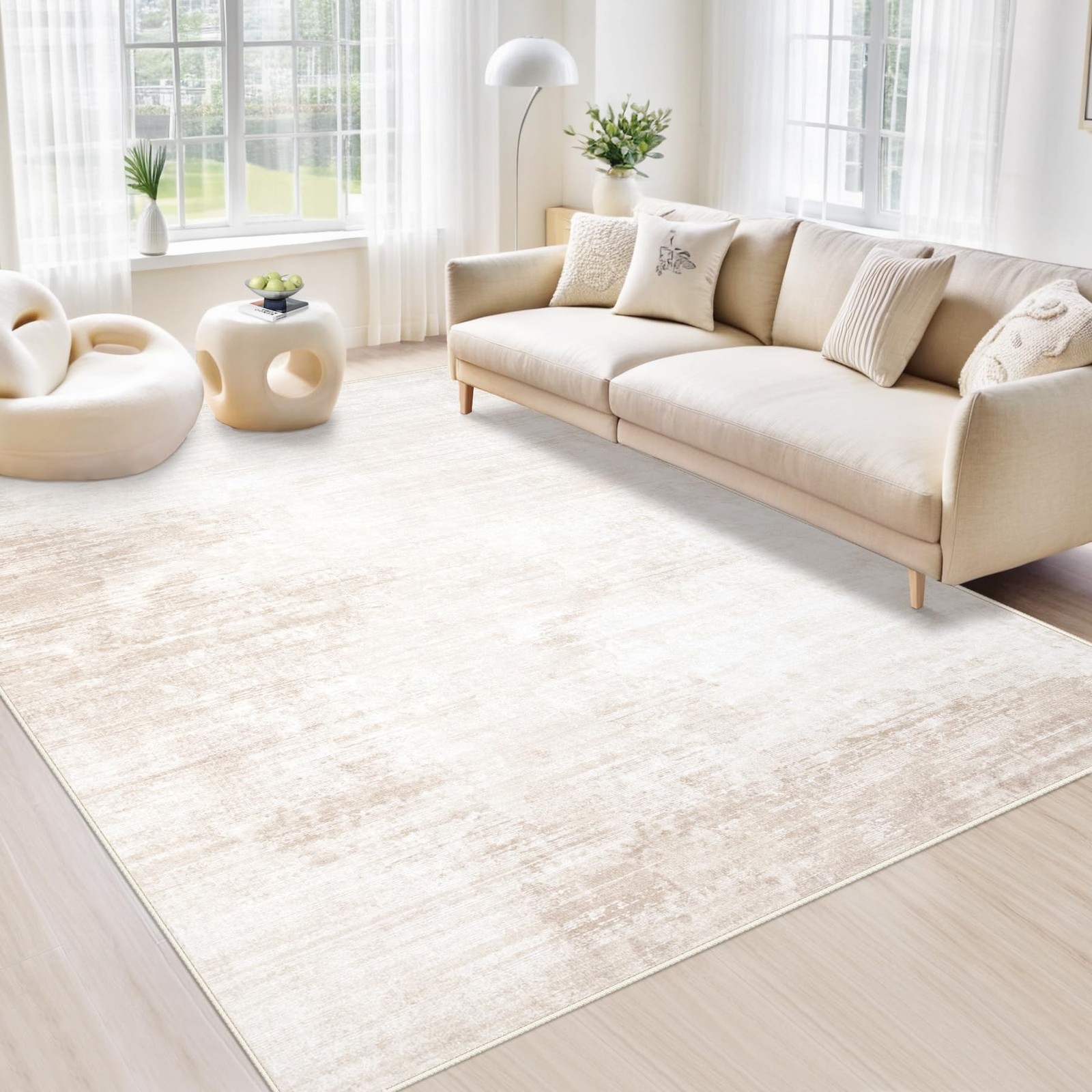 Area Rugs 6×9 Living Room: Washable Rug Modern Abstract Large Rug Soft Non Sl…