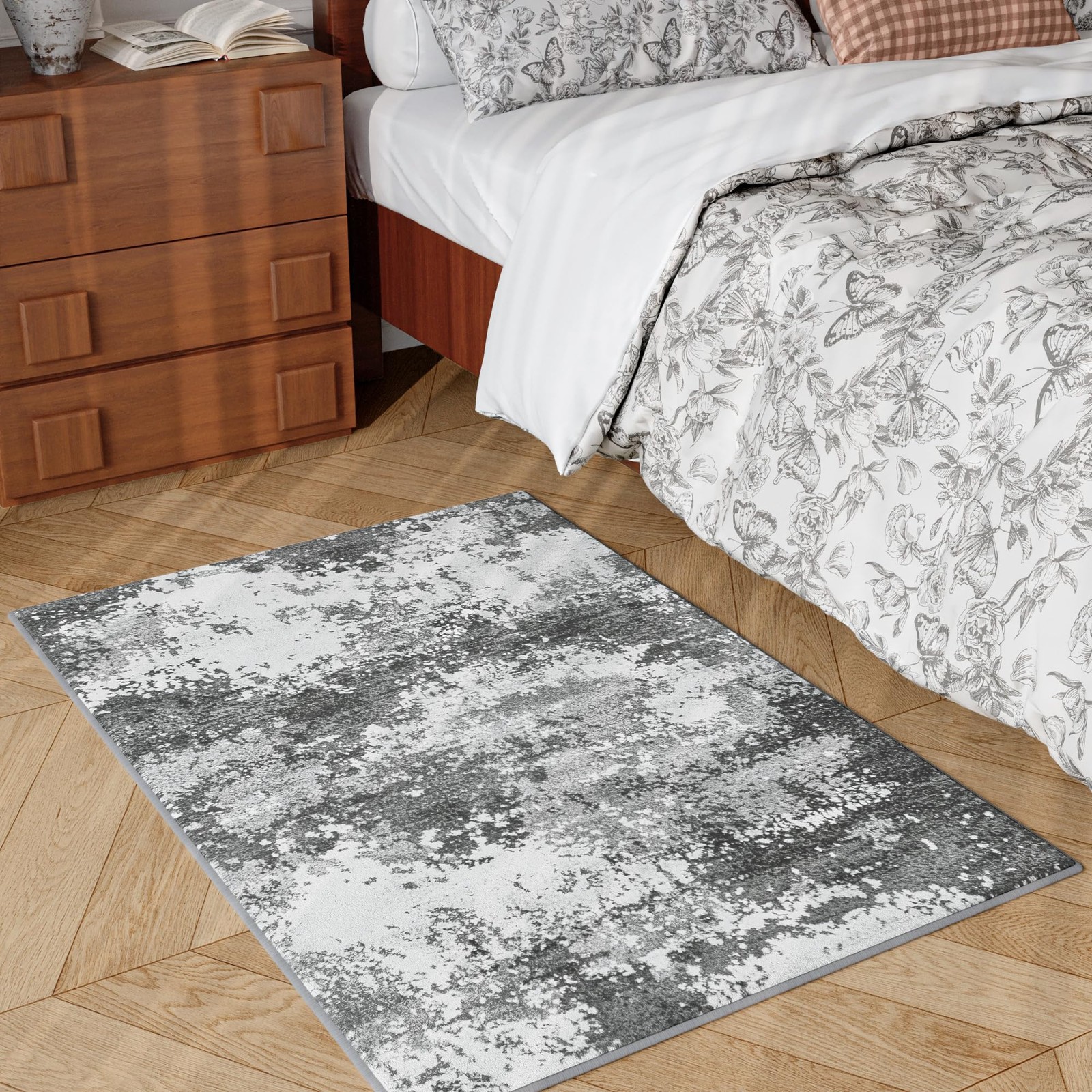 2×3 Abstract Grey Washable Entryway Rug Indoor Door Mat NonSlip 24×36 Inch