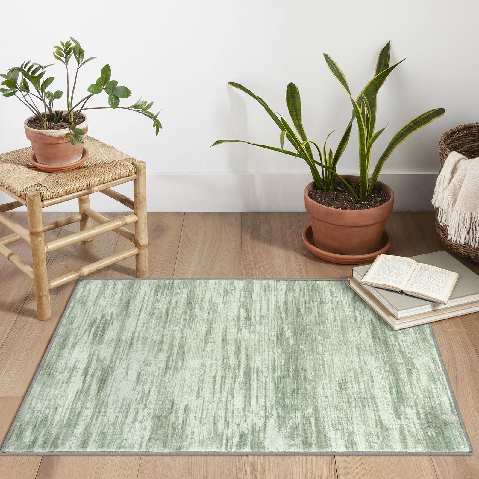 SIILOOM 2×3 Modern Abstract Rug for Entryway, Lime Green Super Soft Small Are…