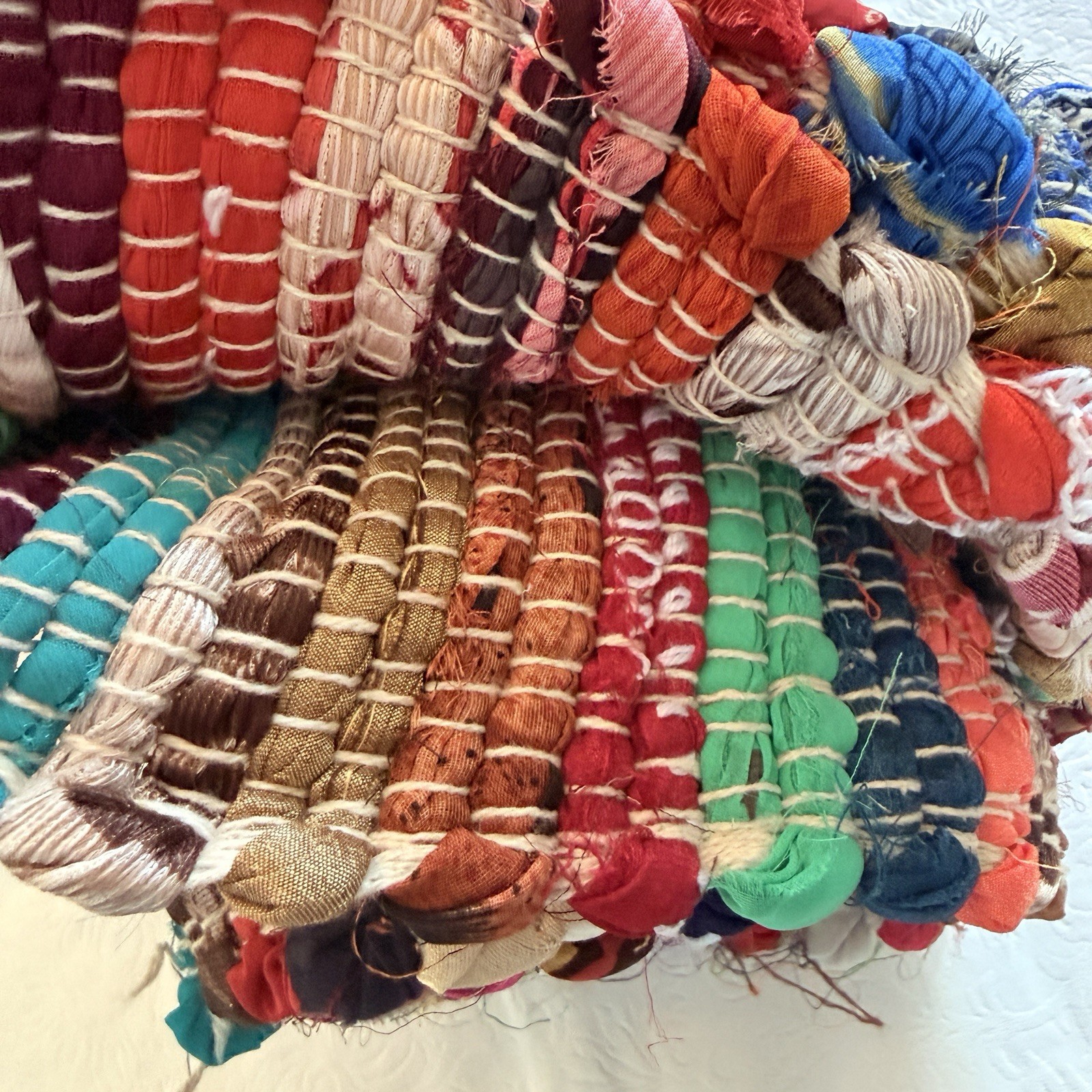 Handwoven Colorful Bohemian Chindi Accent Throw Rug NEW 3’x5’ India Room 2 Room