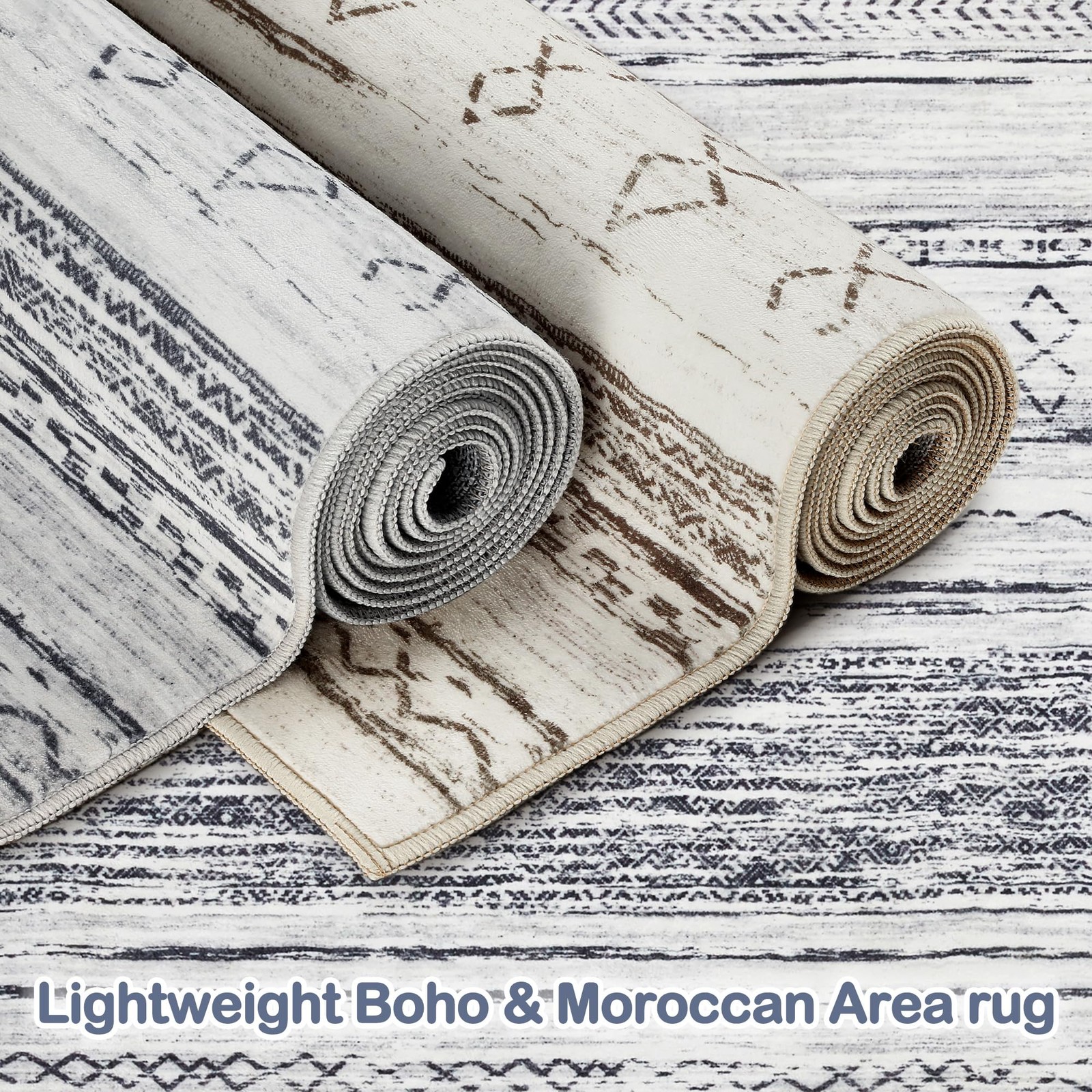Area Rug Living Room Rugs – 2×3 Washable Soft Neutral Boho Moroccan Farmhouse…