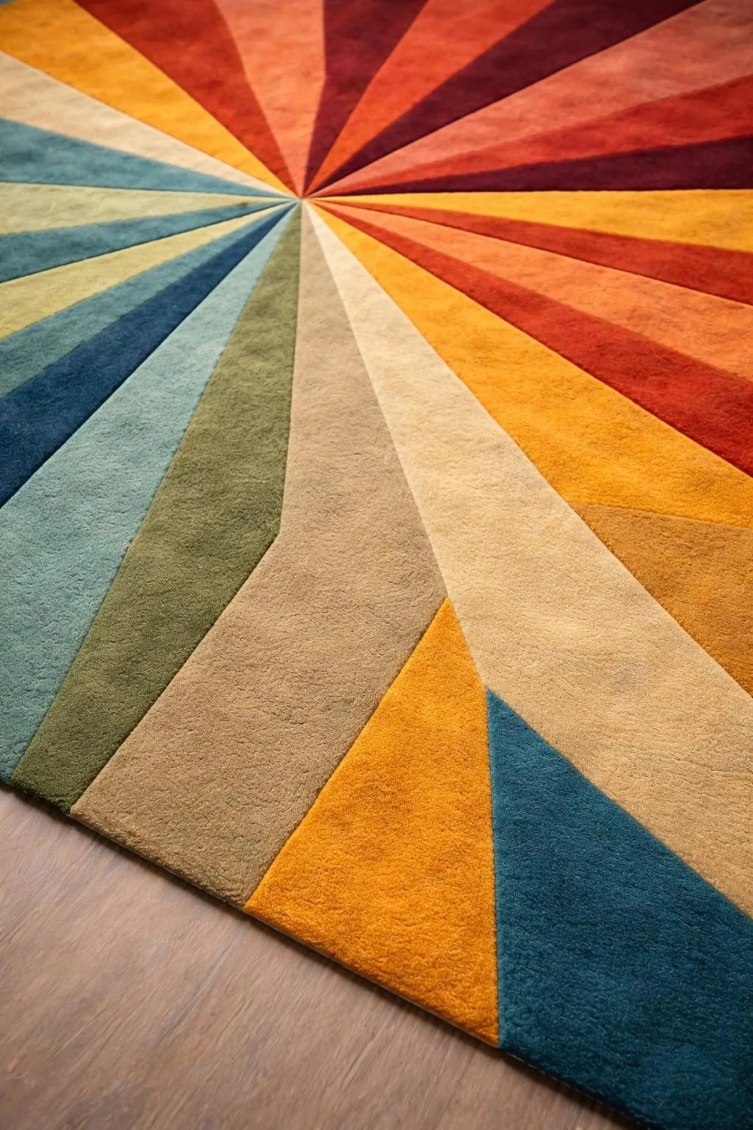 Hand-Tufted Abstract Wool Area Rug Modern Abstract Pattern Rainbow Floor Carpet