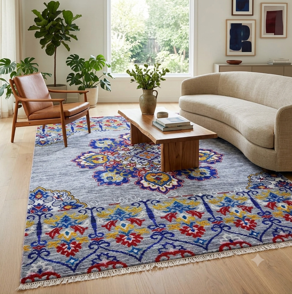 Turkish Oushak Hand knotted 100% Wool Flat Piled