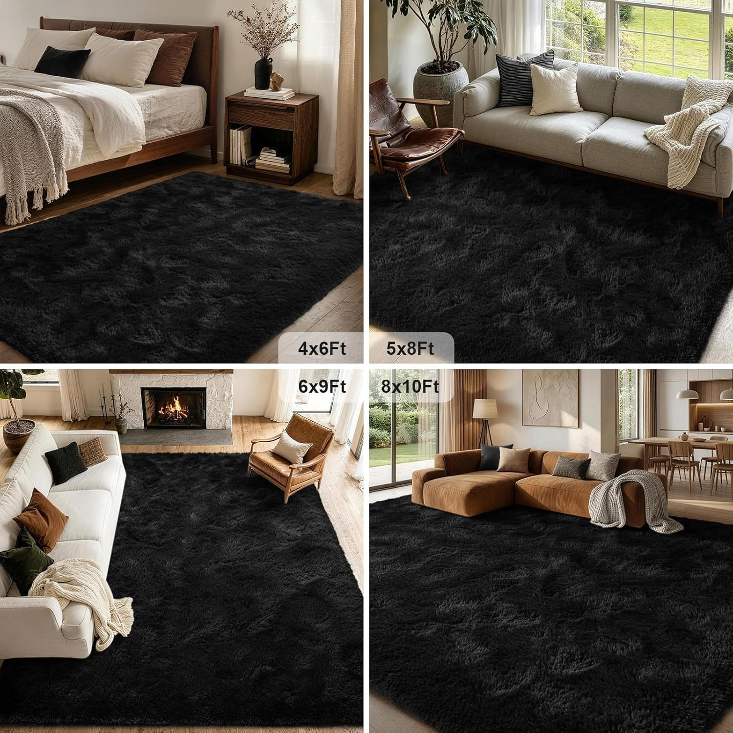 FinrèC 8X10 Feet Area Rugs for Living Room Bedroom, Fluffy Shaggy Large Rug, No