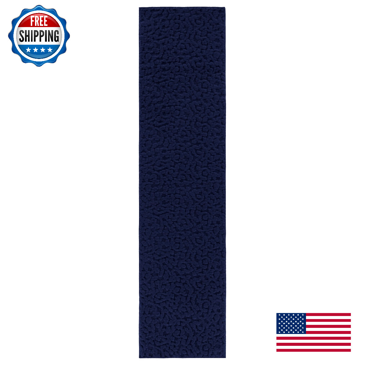 Garland Rug Ivy 2 Ft. X 12 Ft. Navy Blue Floral Solid Color Area Rug –