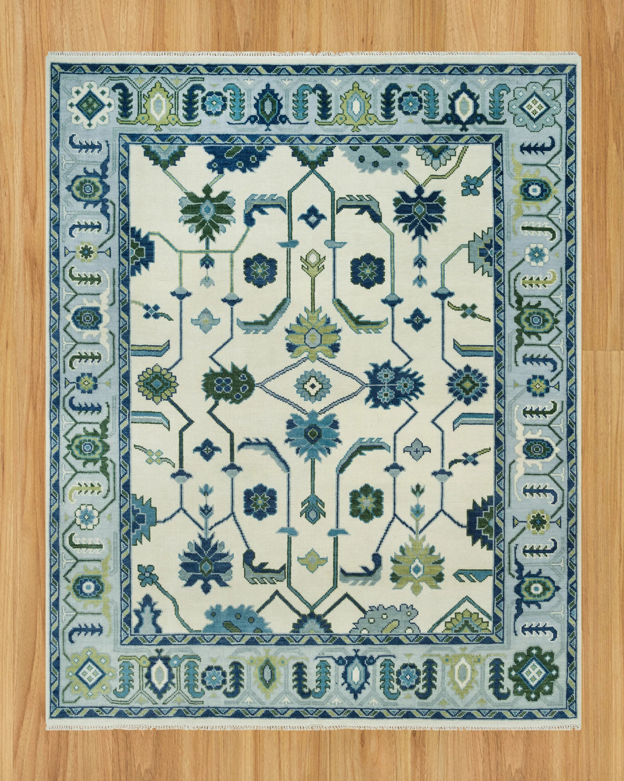 Blue Oushak Rugs | Modern Turkish Wool Area Rug | Hand Knotted Designer Rug Sale