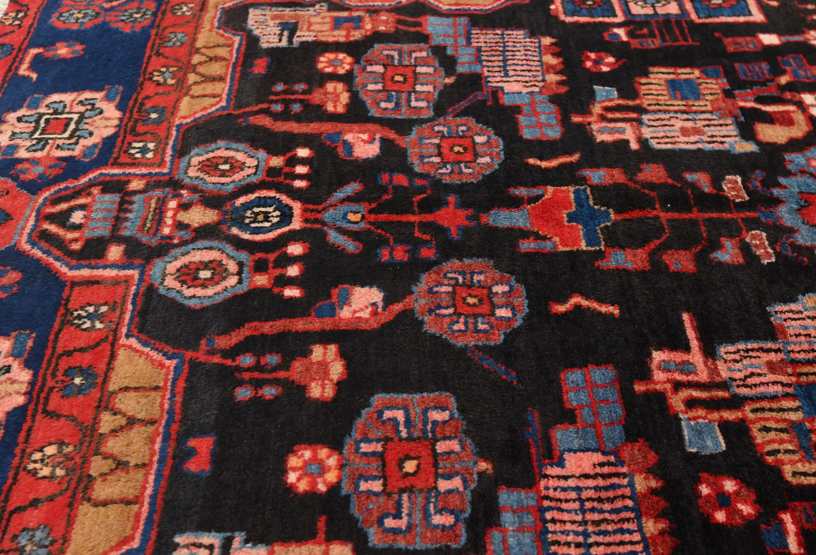 5×8 Vintage Plum Tribal Rug Hand-Knotted Wool Oriental Carpet