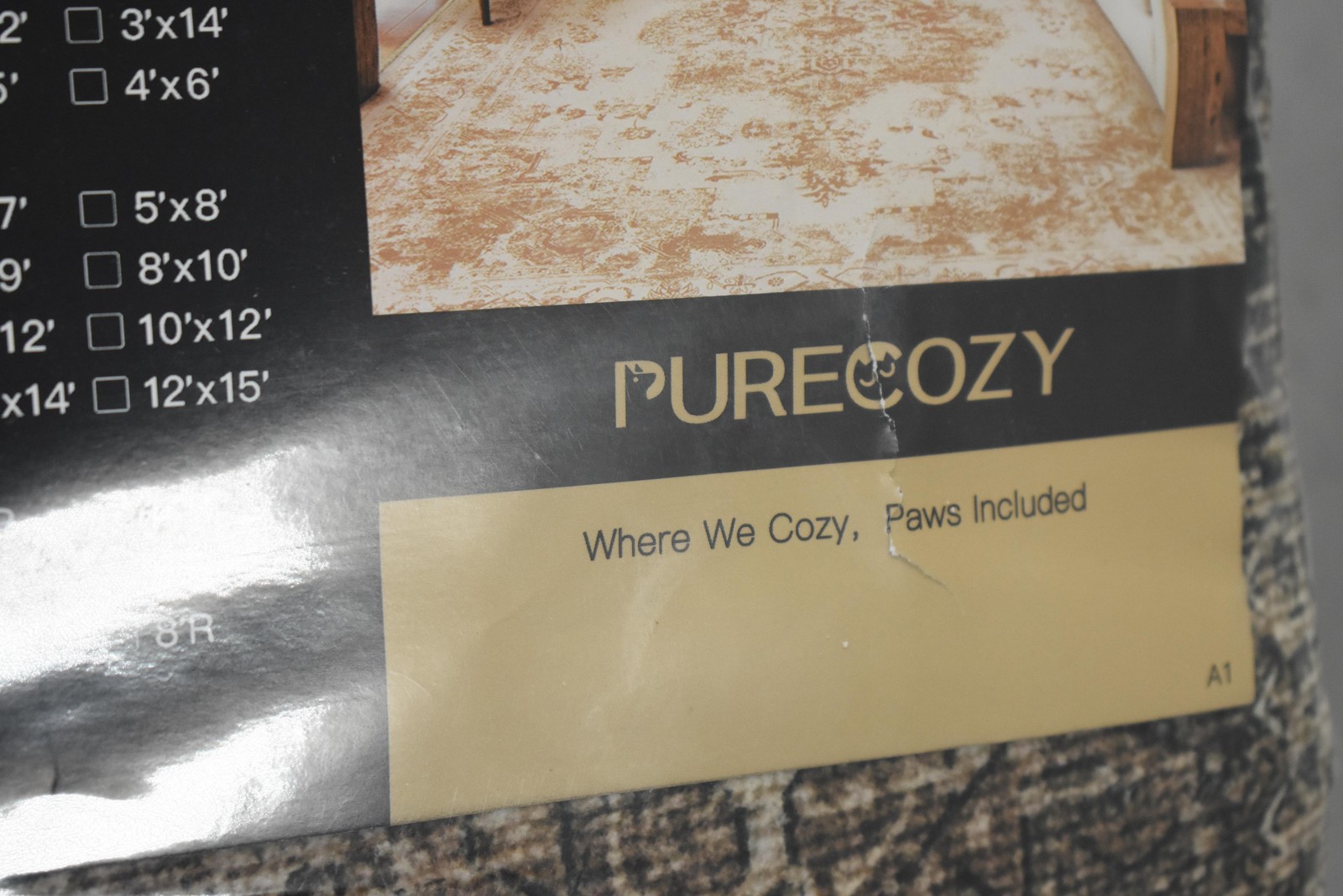 PURECOZY Area Rug 6’x9′ Neutral Distressed Medallion Living Room Decor Carpet