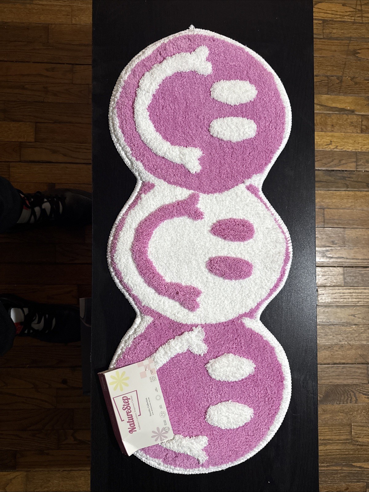13in X 30in Nature Steps Purple White Smiley Face Kids Rug Bedroom Rug #cute Rug