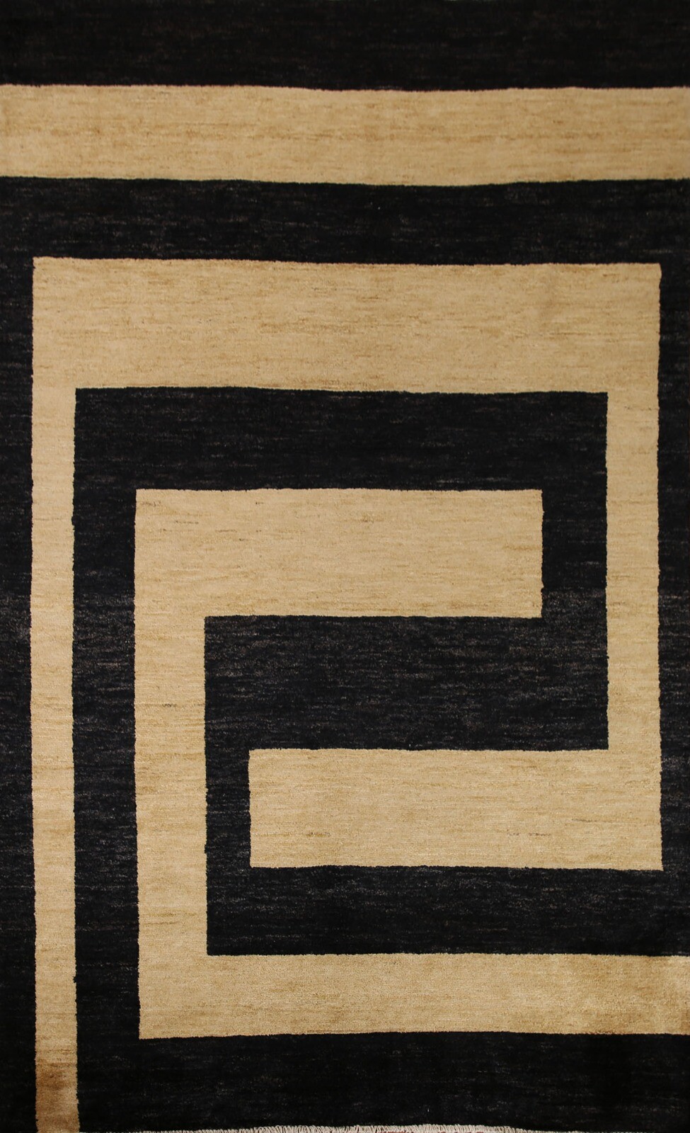 Black/ Gold Geometric Modern Gabbeh Oriental Area Rug 6×8 Hand-knotted Carpet
