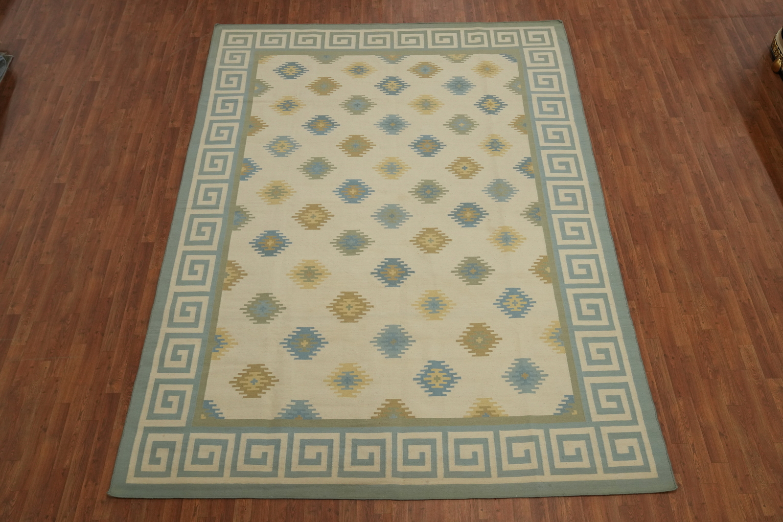 Ivory Kilim Durrie Rugs Flatweave Pile Kelim Carpets 9×12 ft