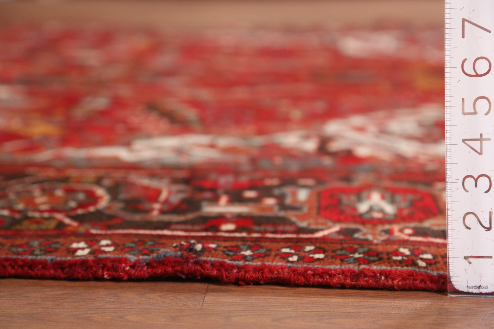 Vintage Red/ Brown Wool Geometric Heriiz Area Rug 8×12 ft Hand-knotted Carpet