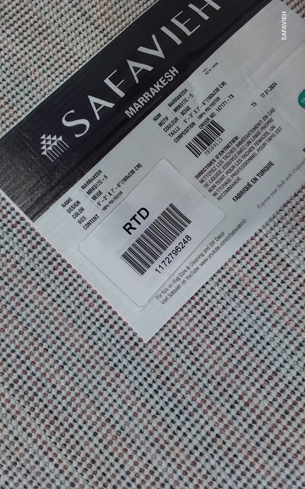 BEIGE 5′-3″ x 7′-6″ Back Stain Rug, Reduced Price 1172796248 MRK517C-5