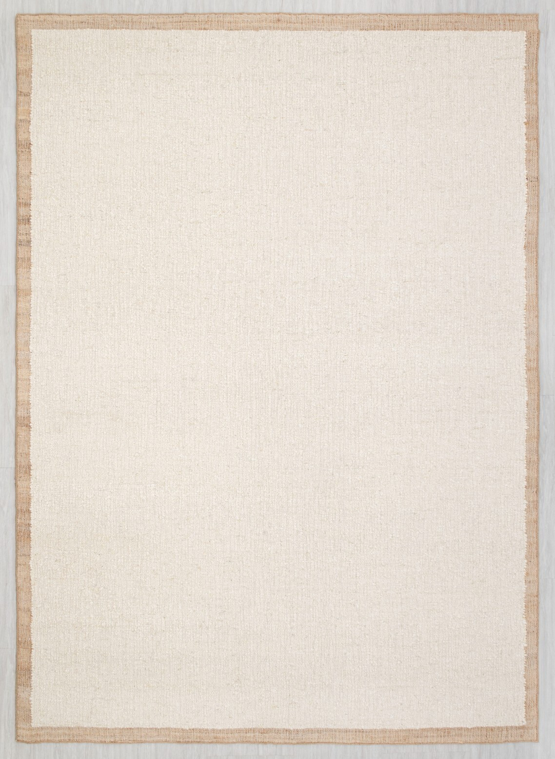Natural Wool Jute Ivory Solid Plain High Quality Hand Woven CUSTOM SIZE Rug