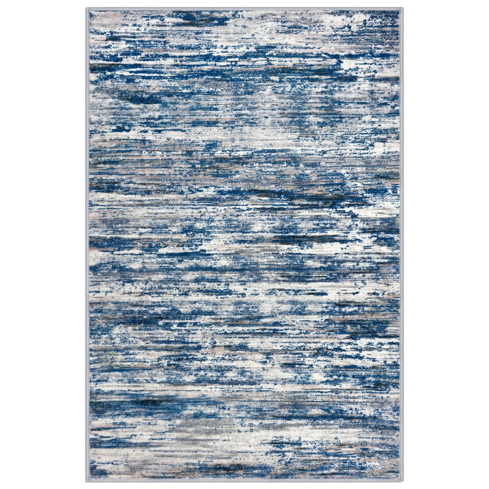 SIILOOM 3×5 Modern Abstract Area Rug for Entryway, Navy Blue Gray Neutral Mul…