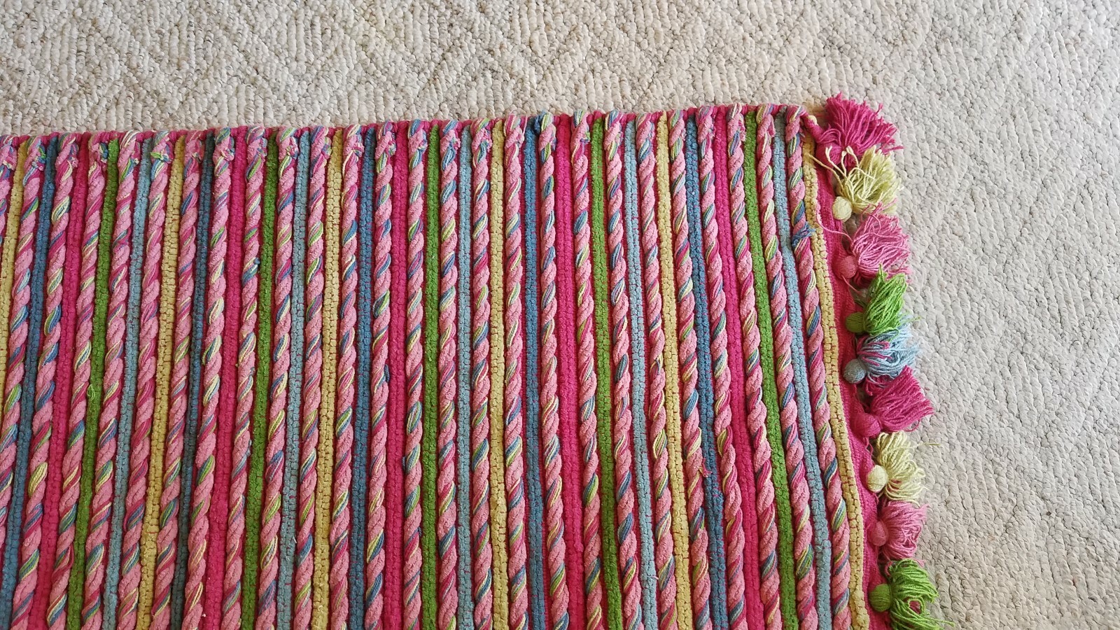 RUGWEAR Throw Rug Cotton Fruit Punch 27″ x 45″ Colorful Handcrafted AM TEXTILES